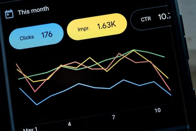 A close-up image of a dashboard displaying real-time inventory data, highlighting AI-powered analytics and predictive forecasting tools used in supply chain management. Shelves full of boxes are blurred in the background.