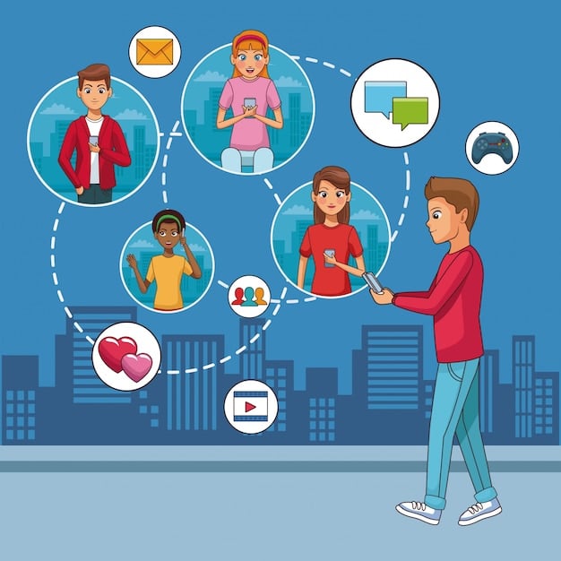A visual representation of personalized customer journey. Each customer persona is interacting with tailored content delivered through different channels like email, website, and social media.