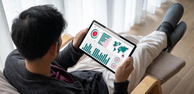 A dashboard displaying key performance indicators (KPIs) with AI-driven predictions. The dashboard includes interactive charts, real-time data feeds, and color-coded alerts, visualized in a sleek, modern interface to show predictive trends.