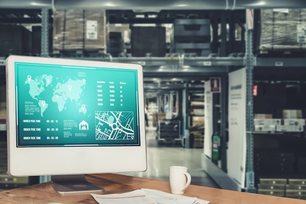 A high-tech image depicting a logistics control center, with large screens displaying real-time maps, data analytics, and AI-driven route optimization algorithms in action. The visuals should convey a sense of control, efficiency, and data-driven decision-making.