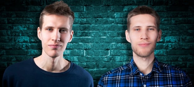 A split image showing two faces: One with a neutral expression, and the other with a distorted, biased expression, symbolizing the challenge of AI bias. The image should be in a greyscale tone, emphasizing the ethical dilemma.