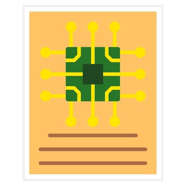 An illustration displaying a fast-forward icon superimposed on a circuit board, symbolizing the rapid pace of technological advancements in AI and the challenge it presents for regulation.