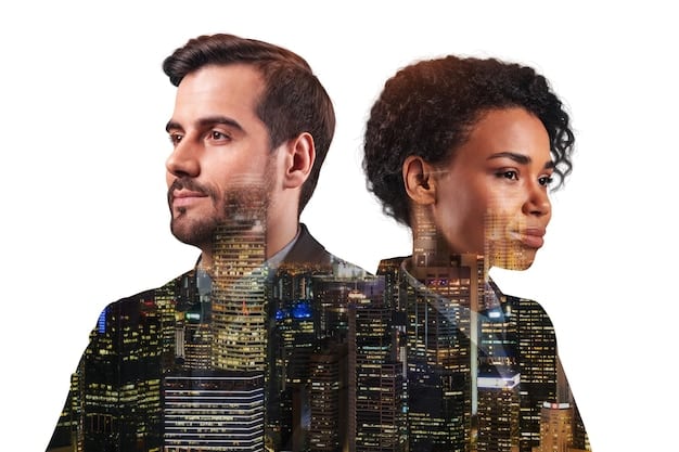 A split image contrasting two scenarios: on one side, facial recognition systems identifying individuals in a crowd, symbolizing surveillance; on the other, an AI algorithm being used for risk assessment in criminal justice, raising concerns about bias and fairness.