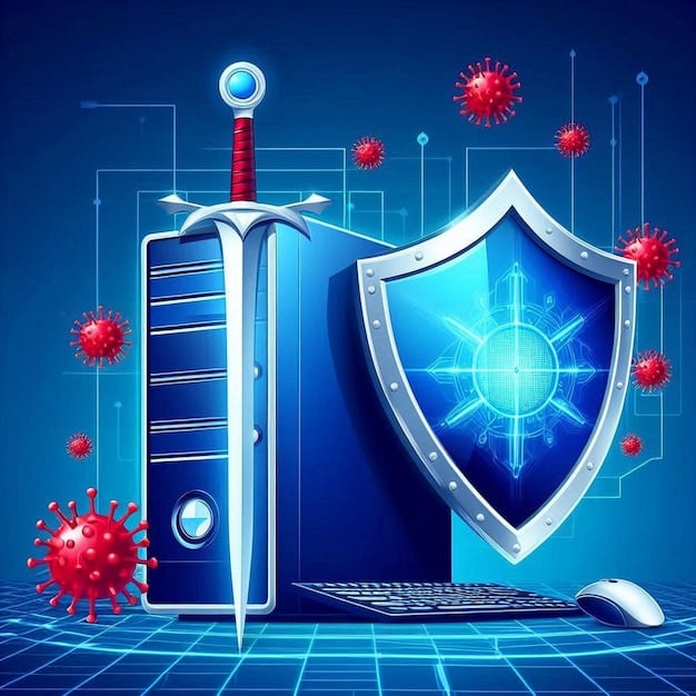 A graphic representation of a digital shield protecting a network of computers in a hospital setting, symbolizing the role of cybersecurity in safeguarding healthcare infrastructure.