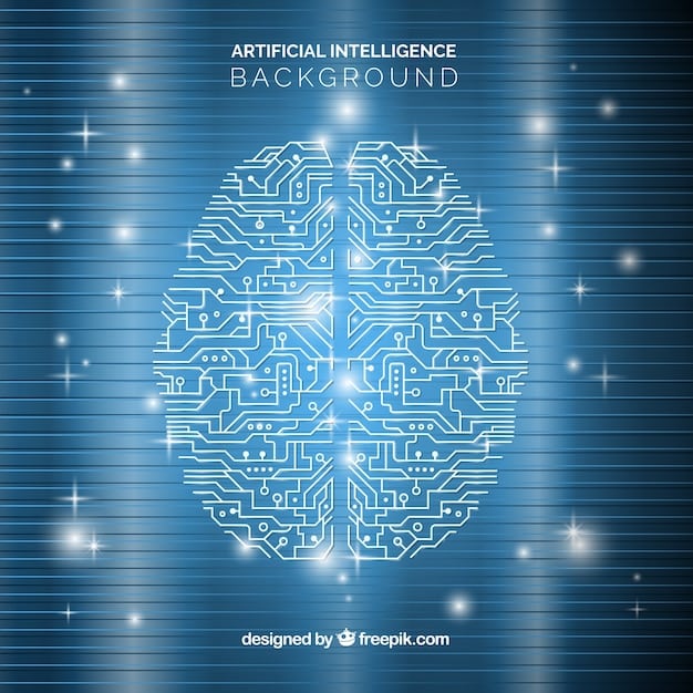 A visual representation of a brain made of circuits, with a digital lock appearing near the frontal lobe, symbolizing AI's cognitive abilities being applied to cybersecurity challenges in healthcare.