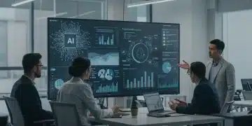 Professionals analyzing data for AI bias detection in a collaborative office setting.