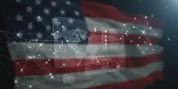 Abstract representation of explainable AI enhancing transparency in neural networks, with data flows illuminating insights in a U.S. context.