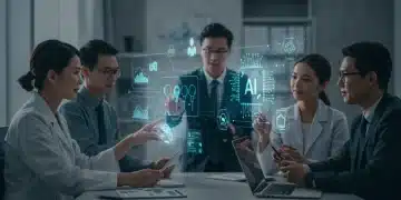 Public sector team collaborating on AI ethics and discrimination mitigation strategies.