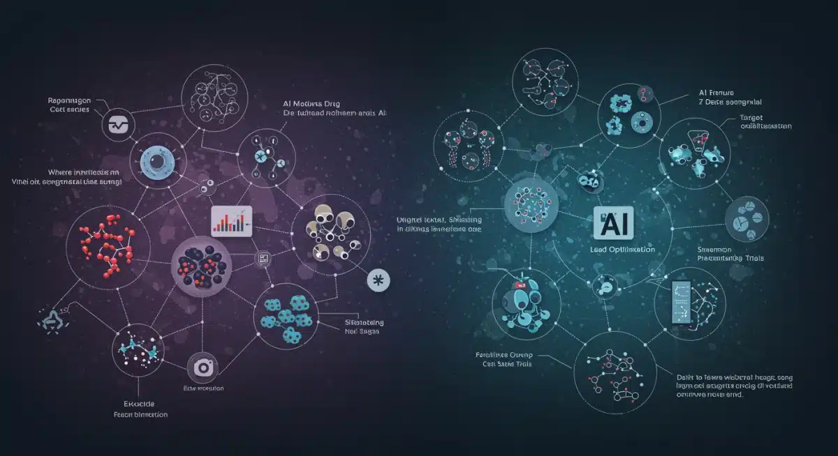 Infographic detailing AI's impact on drug discovery stages and cost savings