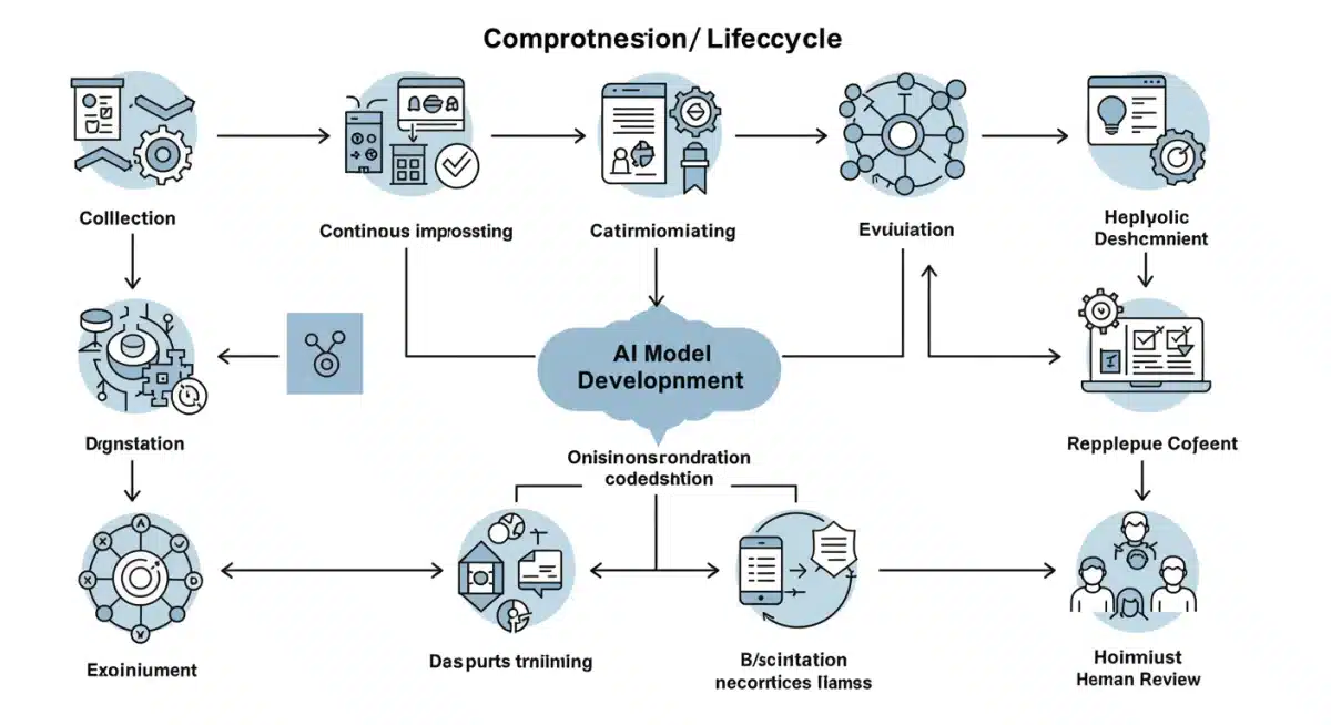 AI model development lifecycle with bias mitigation steps