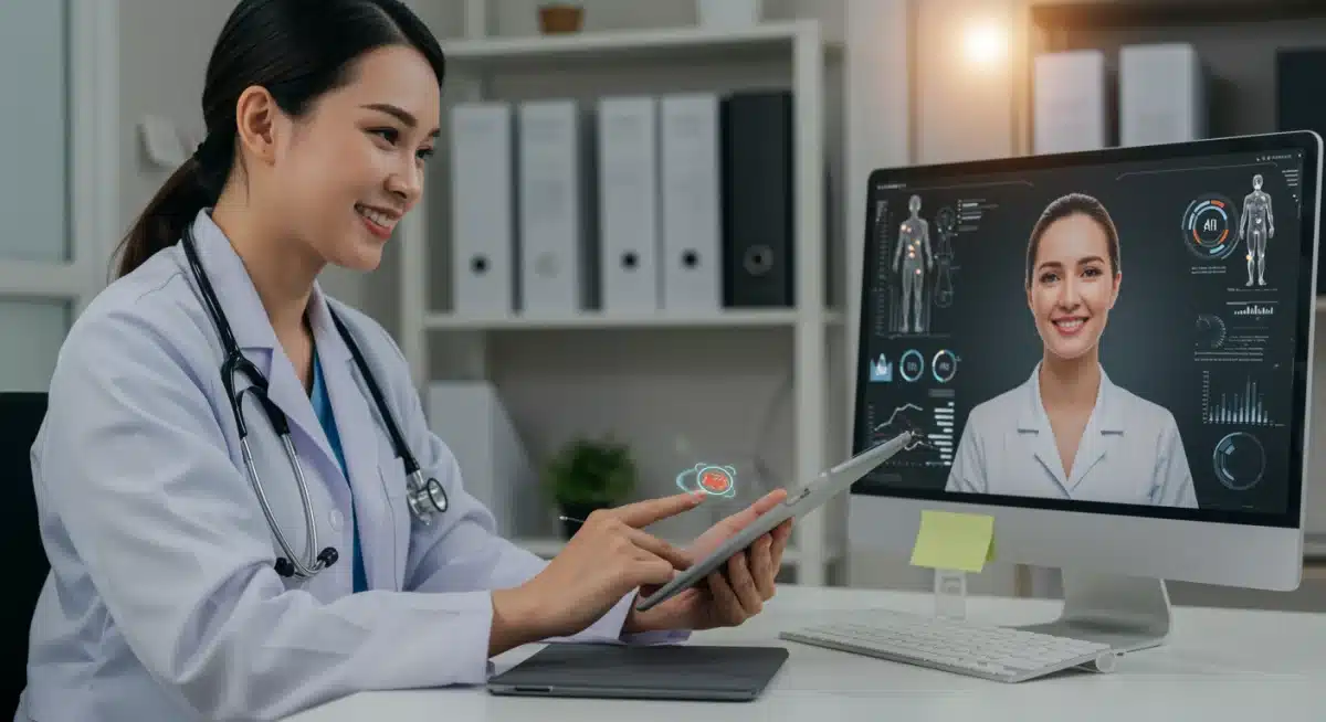 Doctor using AI-powered telehealth platform for patient consultation