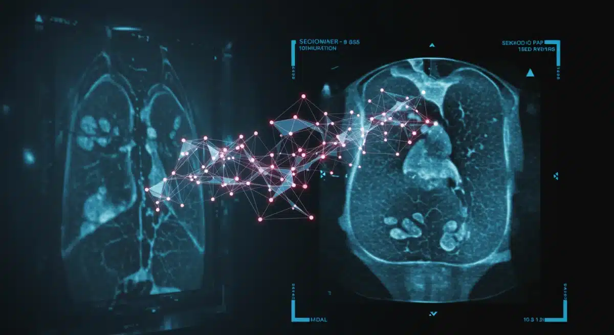 Neural network overlaying medical imaging, illustrating AI's role in diagnostics and future FDA approvals.
