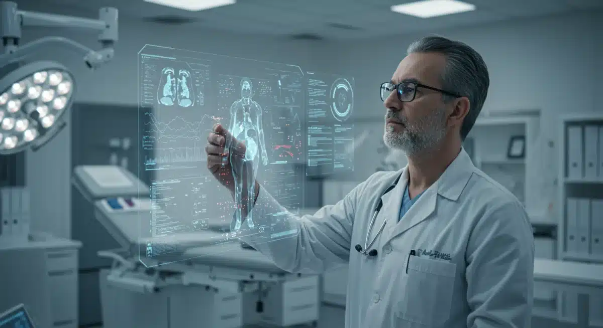 Physician analyzing AI-enhanced medical scan for improved diagnostics