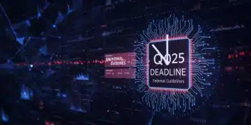 Clock face with AI circuitry highlighting Q3 2025 deadline for federal AI guidelines