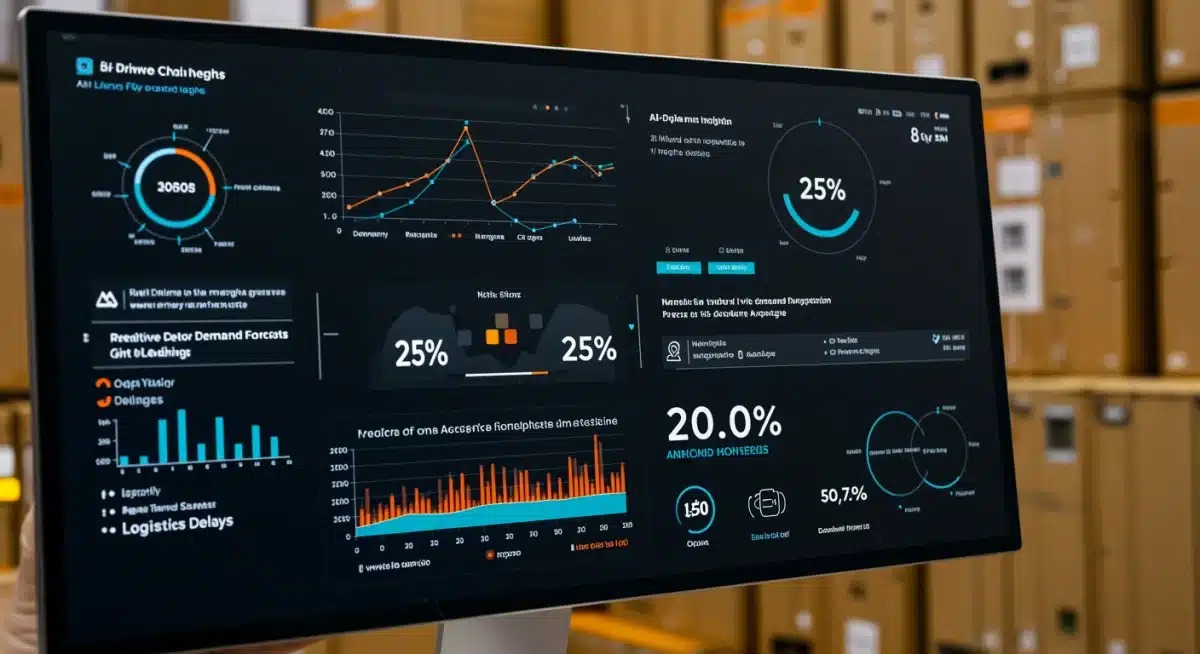 AI dashboard showing real-time supply chain analytics and delay reduction