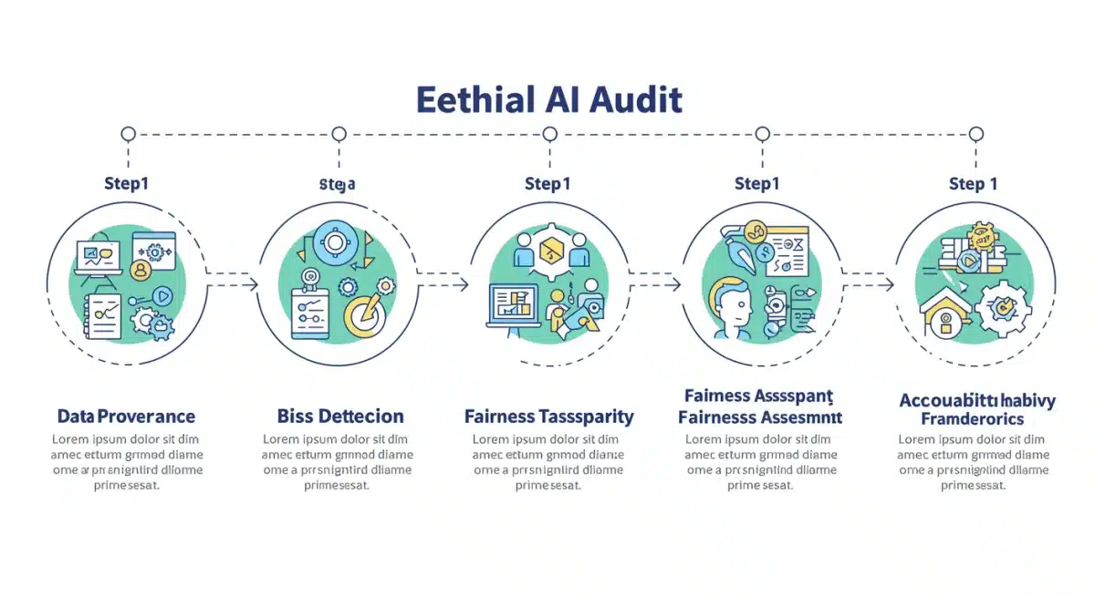 Infographic showing steps of an ethical AI audit process