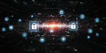 Futuristic network illustrating federated learning and decentralized AI for secure data