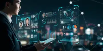 Futuristic AI dashboard showing hyper-personalized customer data and an 18% retention increase in 2026.