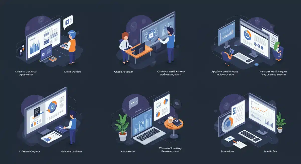 Infographic showing diverse AI applications in small business operations.