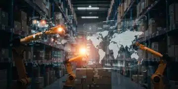 AI-powered global supply chain network with data analytics