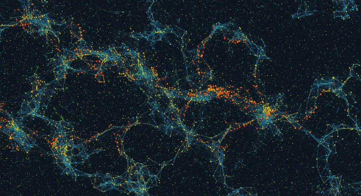 Graph neural network processing molecular data, illustrating its application in drug discovery.