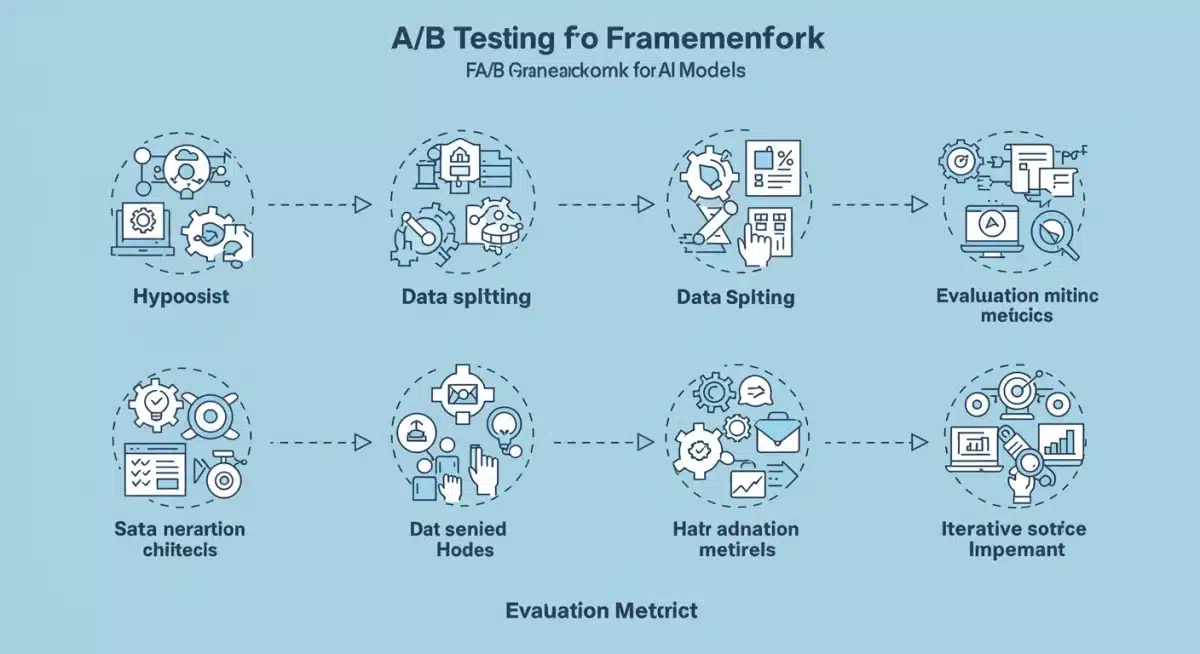 Infographic showing A/B testing framework for AI models