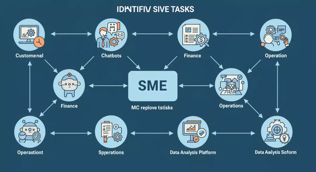 Flowchart showing AI automation process for repetitive tasks in an SME