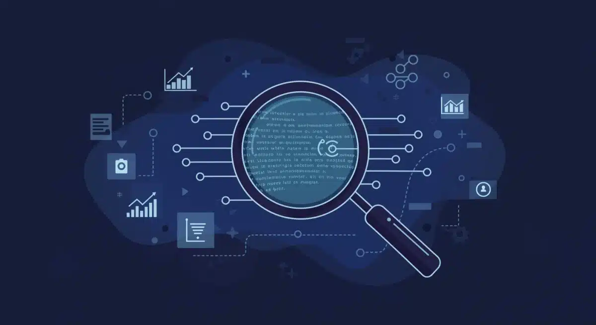 Magnifying glass examining AI code for bias in data