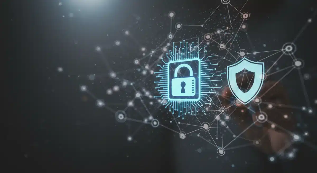 Digital lock symbolizing data privacy and security in AI systems