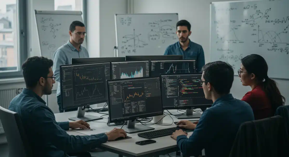 AI development team analyzing experimental design data