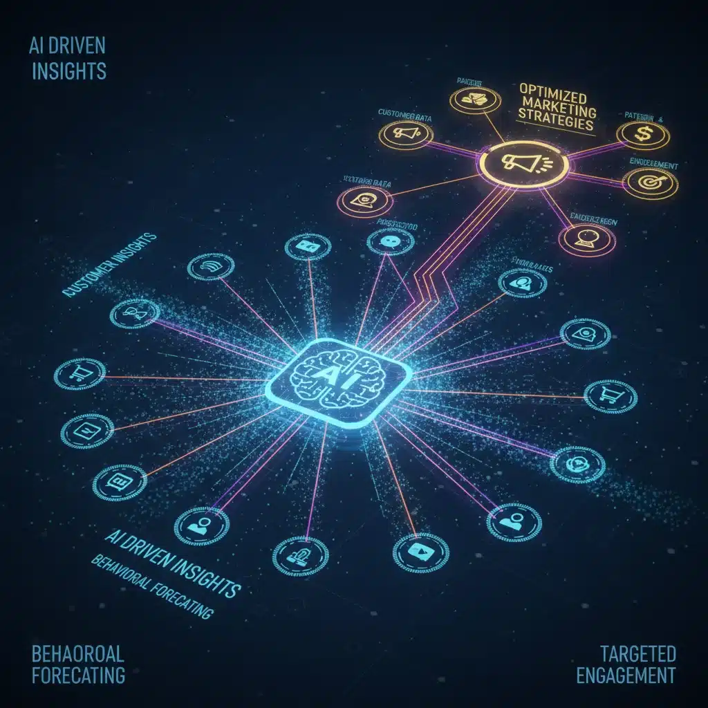 AI analyzing customer data for marketing optimization.