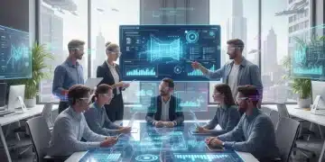 Diverse team collaborating with AI tools for enhanced productivity