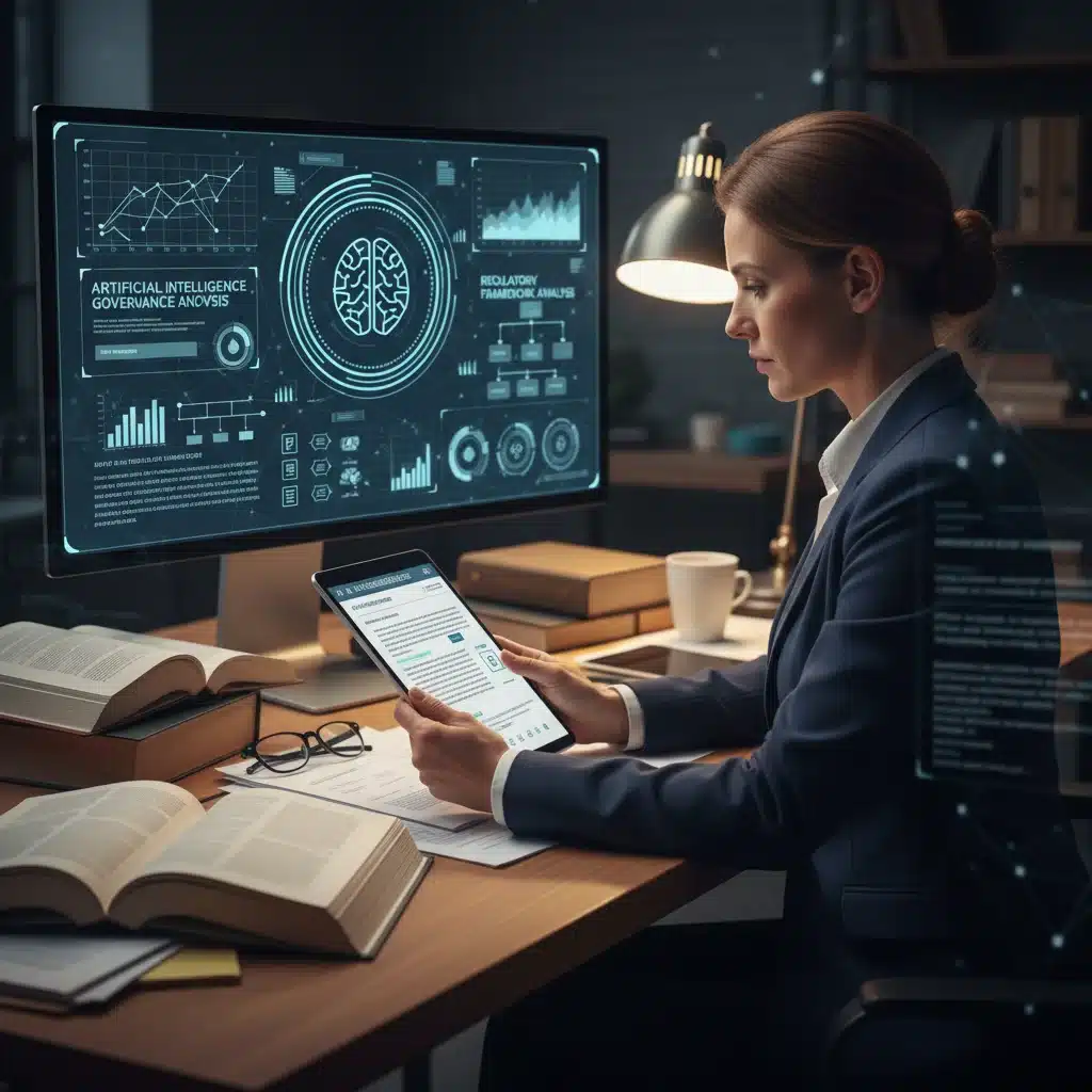 Compliance officer analyzing new US AI data privacy regulations for 2026.