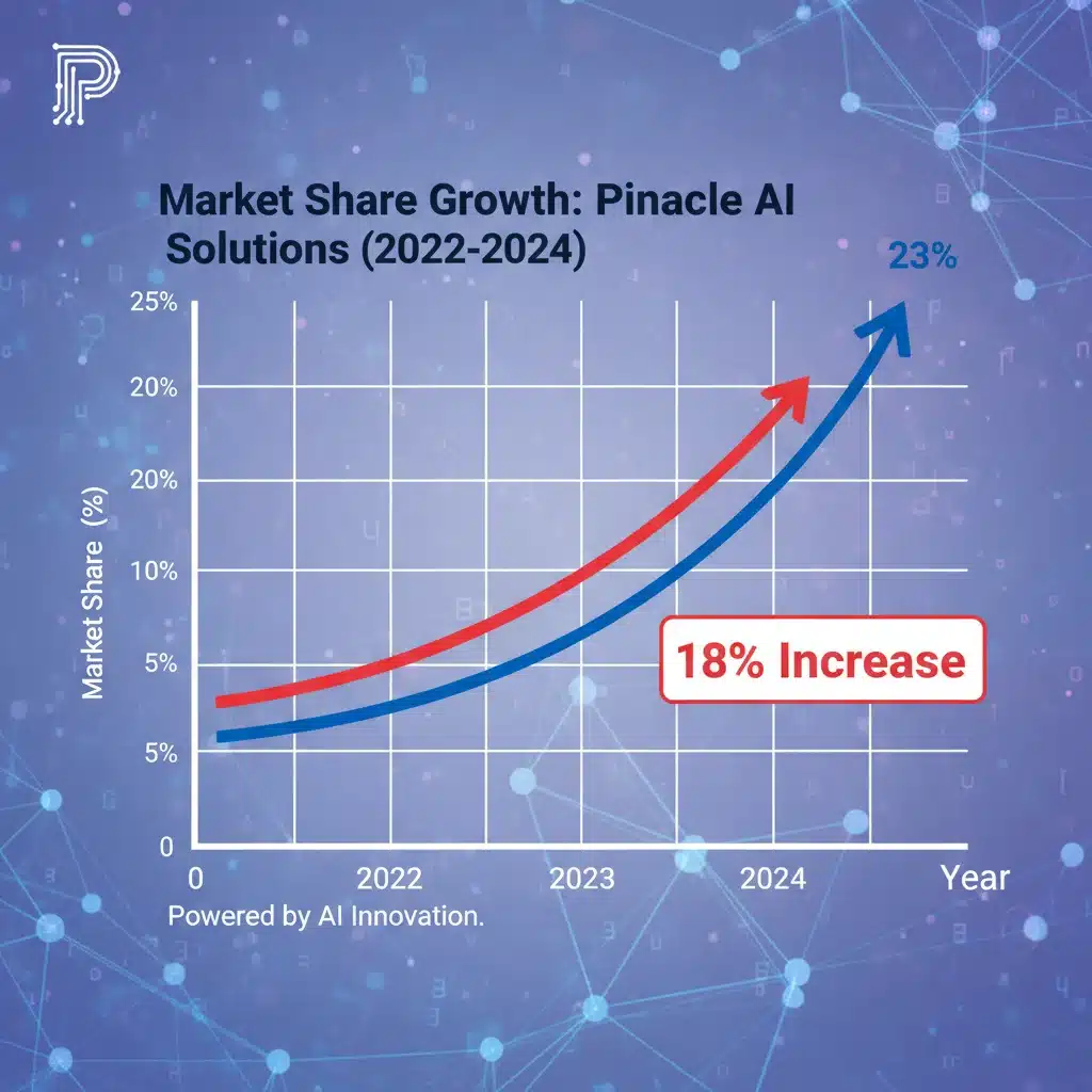 Graph illustrating 18% market share growth for a US startup due to AI.