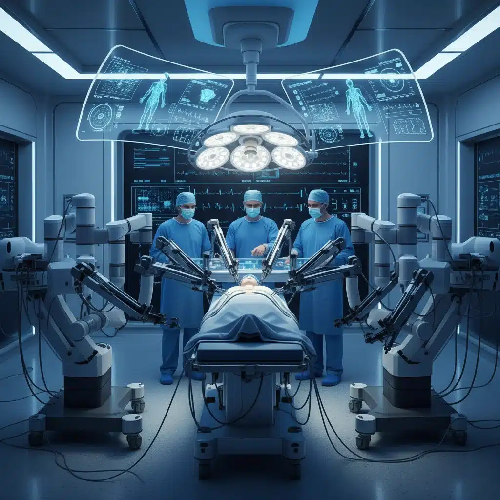 Surgical robots assisting in a complex operation