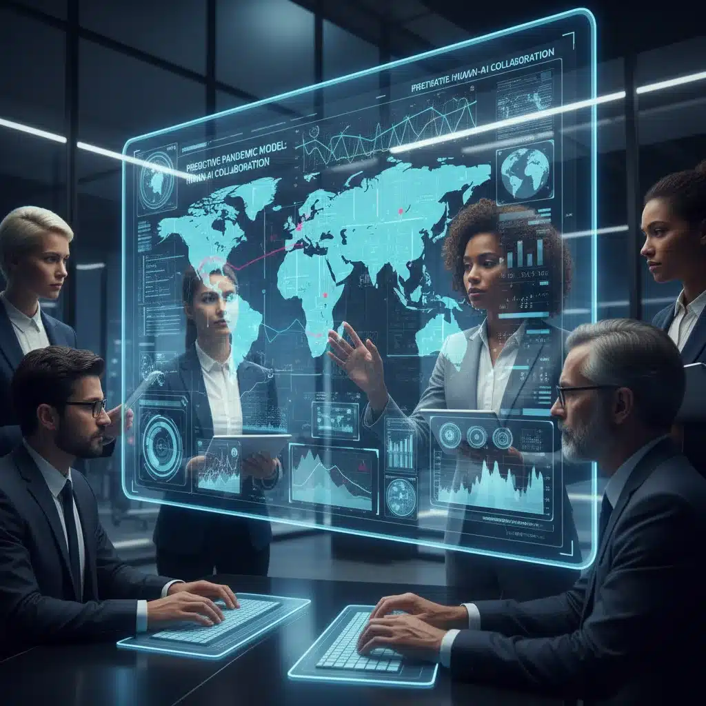 Public health experts collaborating with AI predictive models
